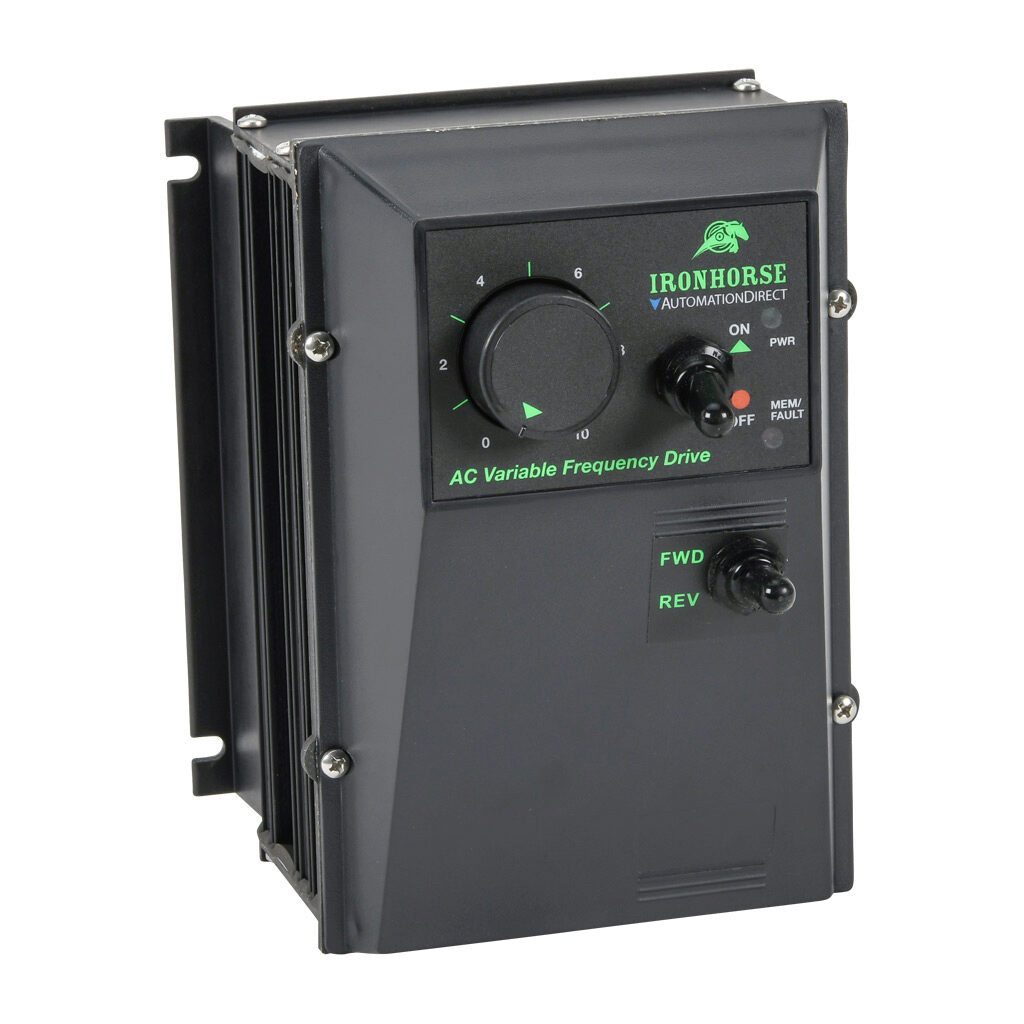 ES1-6A-N4R - IronHorse ES1 series AC general purpose drive, NEMA 4X, 120 VAC and 230 VAC, 2hp @ 230 VAC or 1hp @ 120 VAC with 1-phase input, V/Hz mode, 1 frame.
