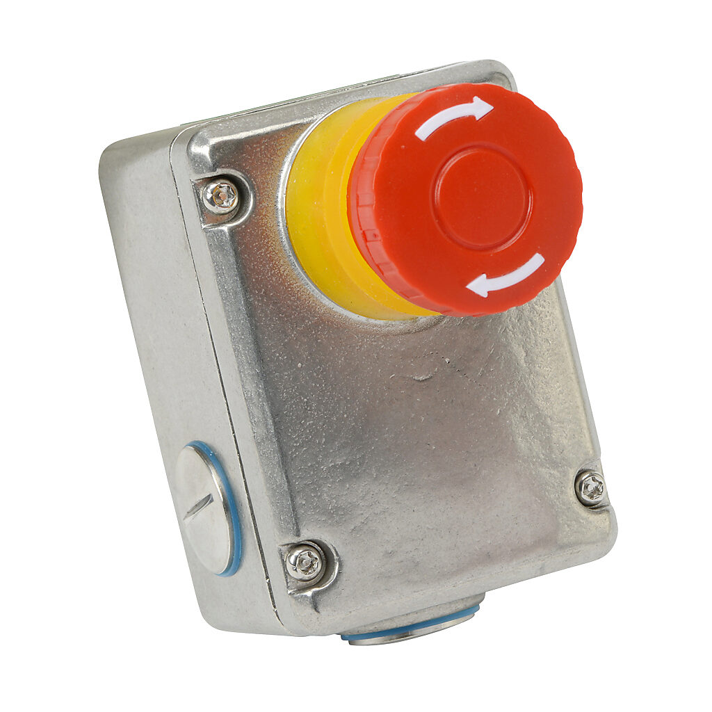 ESL-SS-232002 - IDEM emergency stop control station, 316 stainless steel, (1) pushbutton, mushroom, red, twist-to-release, (2) N.O./(2) N.C. contact(s).