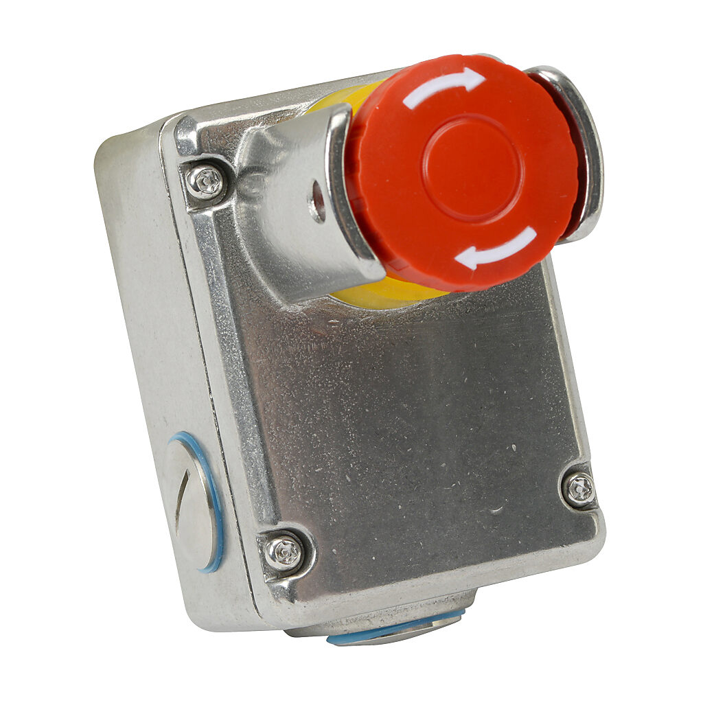 ESL-SSP-232014 - IDEM emergency stop control station, 316 stainless steel, (1) pushbutton, mushroom, red, twist-to-release, guarded, (4) N.C. contact(s).