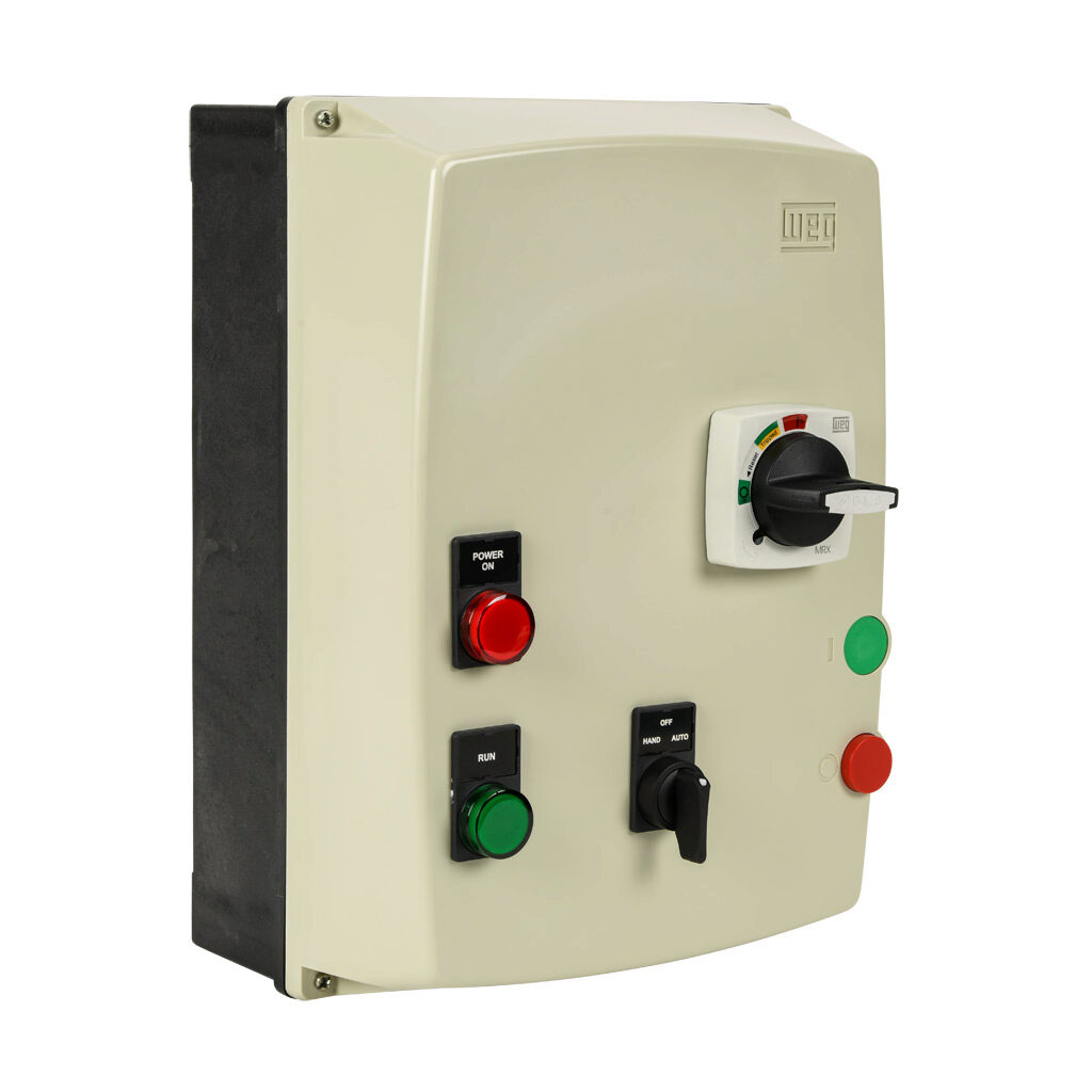 ESWE-B25D39KX-D12 - WEG Electric ESWE series combination Type-E motor starter, 25A, 3-pole, 480 VAC (50/60Hz) coil voltage, bi-metallic, 16.0-20.0A adjustable, 260A instantaneous trip rating, NEMA 4/4X.