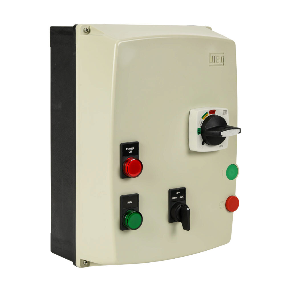 ESWE-B25V24KX-D12 - WEG Electric ESWE series combination Type-E motor starter, 25A, 3-pole, 208-240 VAC (60Hz)/180-208 VAC (50Hz) coil voltage, bi-metallic, 16.0-20.0A adjustable, 260A instantaneous trip rating, NEMA 4/4X.
