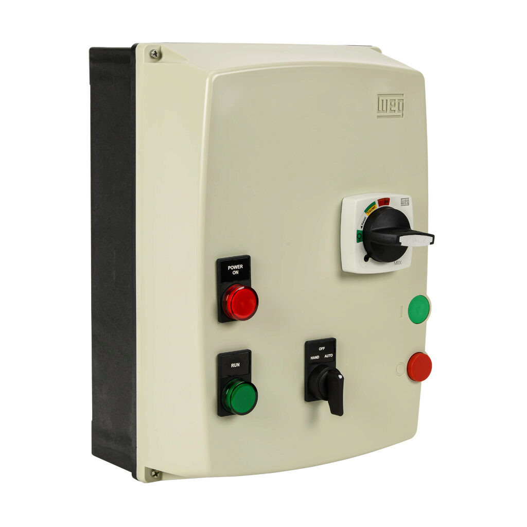 ESWE-B9D15KX-D09 - WEG Electric ESWE series combination Type-E motor starter, 9A, 3-pole, 120 VAC (50/60Hz) coil voltage, bi-metallic, 4.0-6.3A Adjustable, 82A instantaneous trip rating, NEMA 4/4X.