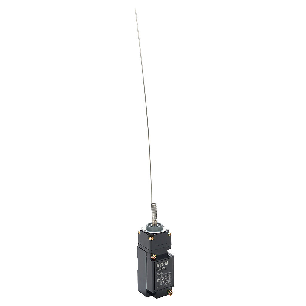 F25BW3 - Eaton NEMA limit switch, 360 degree stainless steel rod, 90-degree adjustable head, (2) N.O./(2) N.C. contact(s), snap action, 29.4mm x 60mm hole spacing, die-cast zinc, (1) 1/2in NPT cable entry.