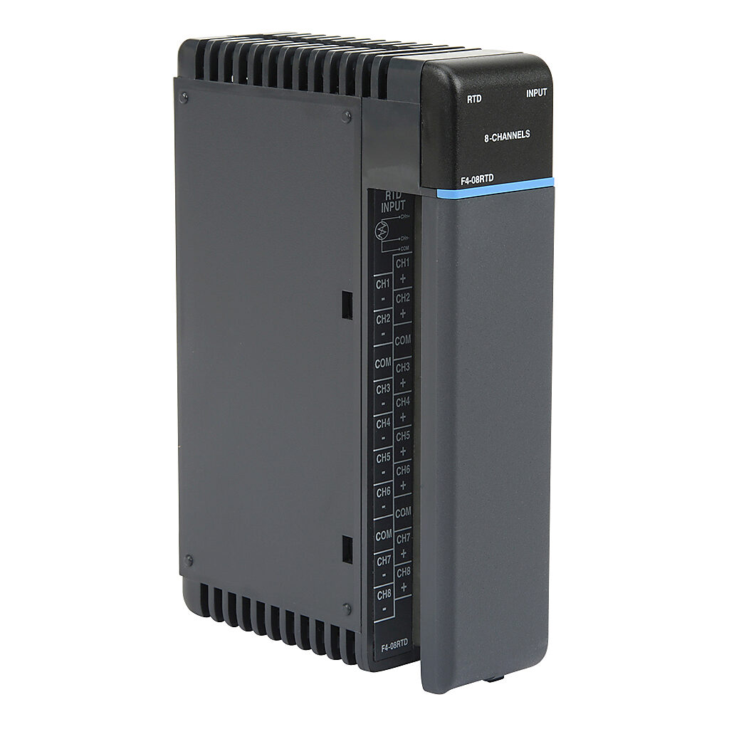 F4-08RTD - DirectLOGIC DL405 temperature input module, RTD, 8-channel, 16-bit resolution, input RTD type(s): Pt100, JPt100, Cu10, Cu25 and Pt1000.