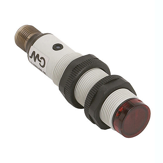 FALN-BN-0E - AutomationDirect photoelectric sensor, tubular, threaded, polarized retroreflective, Class 1 red laser, 0.06-30m sensing distance, complementary light-on/dark-on, NPN, potentiometer, 4-wire, 4-pin M12 quick-disconnect.