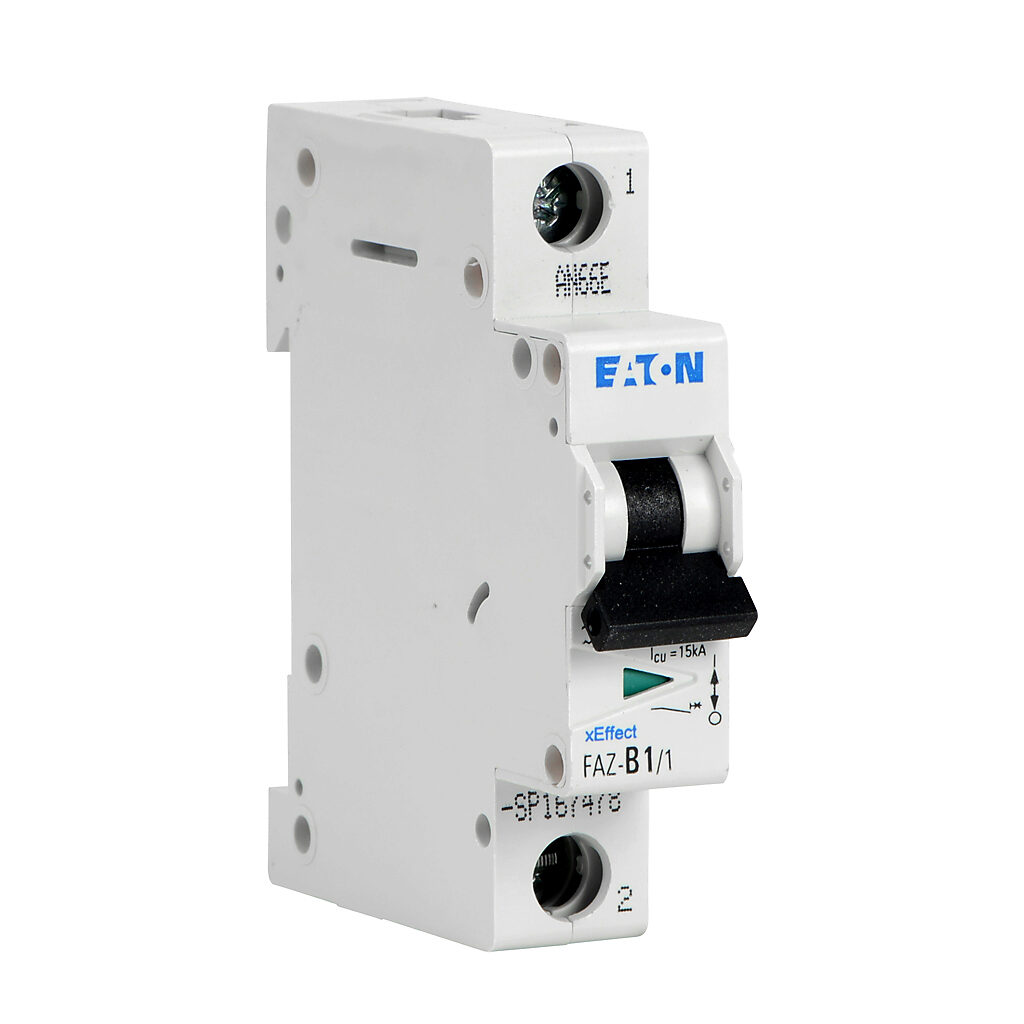 FAZ-B1-1-SP - Eaton miniature supplementary protector, 1A, 277 VAC/48 VDC, 1-pole, B curve, thermal magnetic, 10kA @ 277 VAC interrupting rating, 35mm DIN rail mount.