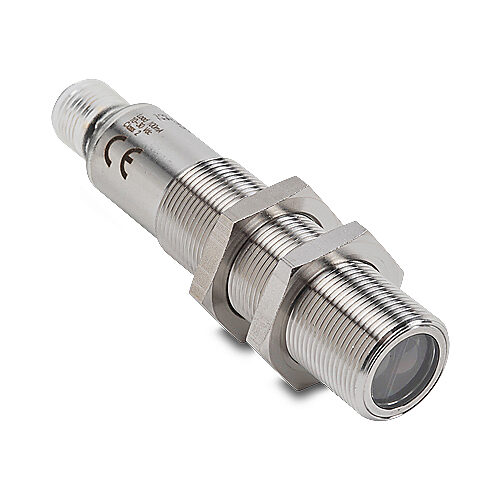 FFRS-BP-1E77 - AutomationDirect photoelectric sensor, tubular, threaded, background suppression, visible red, 60-100mm sensing distance, complementary light-on/dark-on, PNP, pushbutton, 18mm diameter x 82.5mm body, 316L stainless steel, 4-pin M12 ...