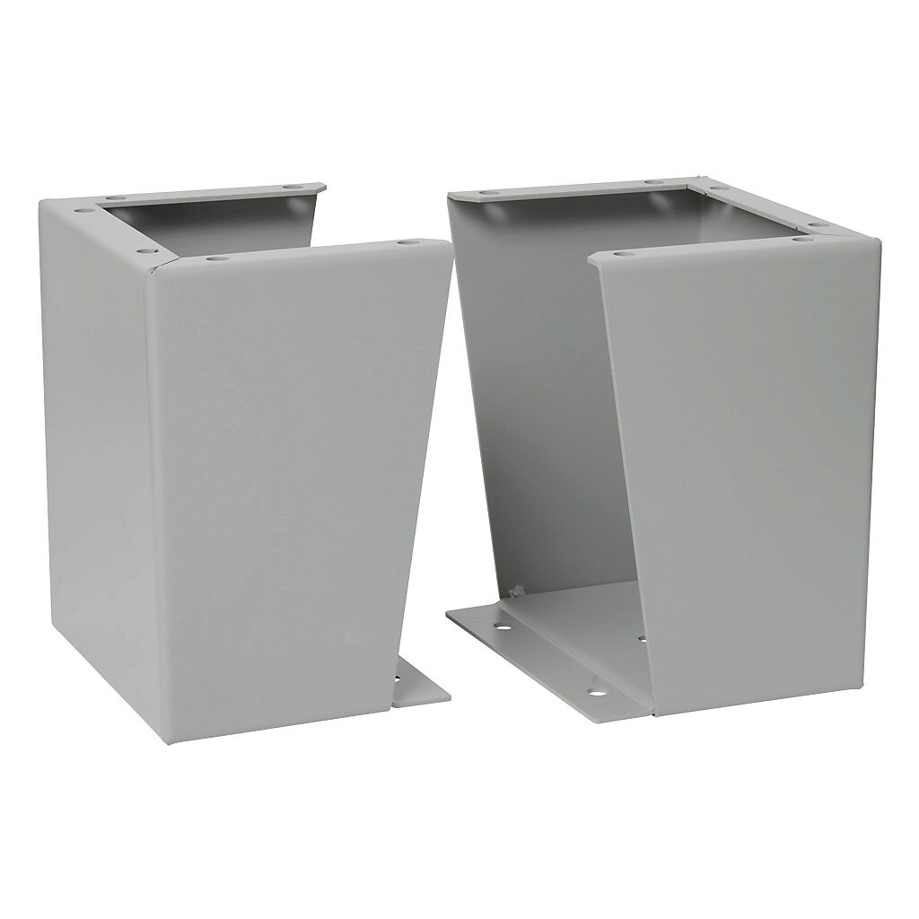 FK1210 - Wiegmann floor stand kit, 12in height, carbon steel, ANSI 61 gray, polyester powder finish. For use with 10in deep enclosures. Includes (2) floor stands and mounting hardware.