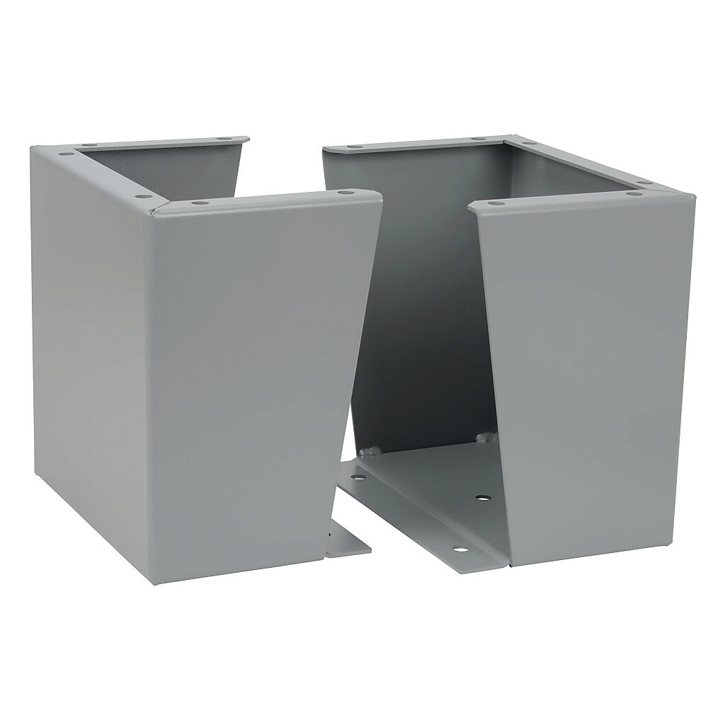 FK1212 - Wiegmann floor stand kit, 12in height, carbon steel, ANSI 61 gray, polyester powder finish. For use with 12in deep enclosures. Includes (2) floor stands and mounting hardware.