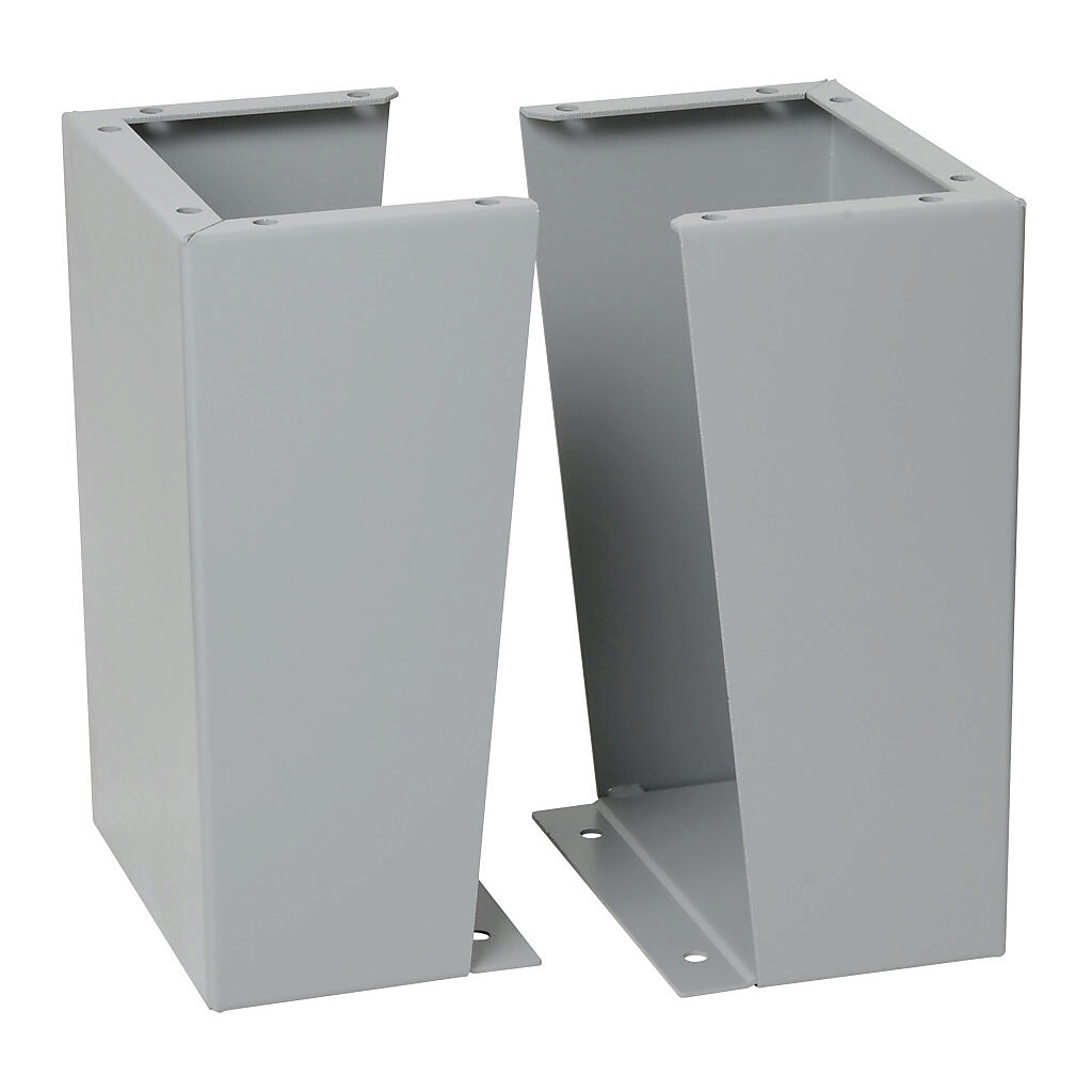 FK1812 - Wiegmann floor stand kit, 18in height, carbon steel, ANSI 61 gray, polyester powder finish. For use with 12in deep enclosures. Includes (2) floor stands and mounting hardware.