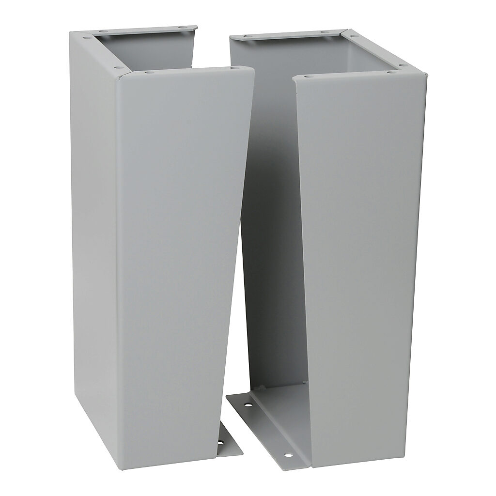 FK2412 - Wiegmann floor stand kit, 24in height, carbon steel, ANSI 61 gray, polyester powder finish. For use with 12in deep enclosures. Includes (2) floor stands and mounting hardware.