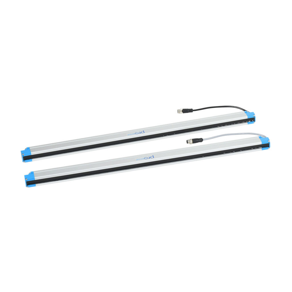 FLG-A46-0600 - ProSense FLG light grid, sender/receiver pair, object detection, 40mm resolution, 600mm detection height, 0.1-10m operating distance, NPN/PNP, (1) 8-pin M12 quick-disconnect and (1) 12-pin M12 quick-disconnect.