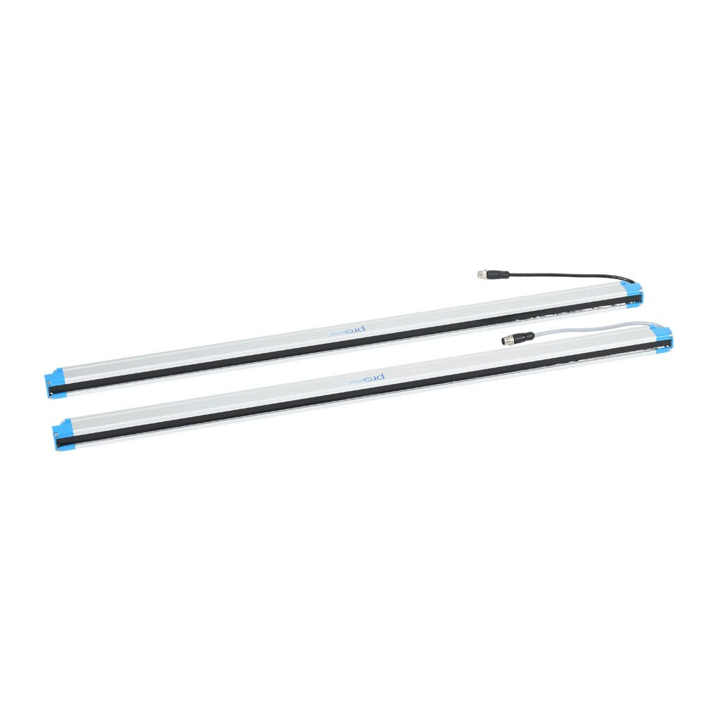 FLG-A46-0760 - ProSense FLG light grid, sender/receiver pair, object detection, 40mm resolution, 760mm detection height, 0.1-10m operating distance, NPN/PNP, (1) 8-pin M12 quick-disconnect and (1) 12-pin M12 quick-disconnect.