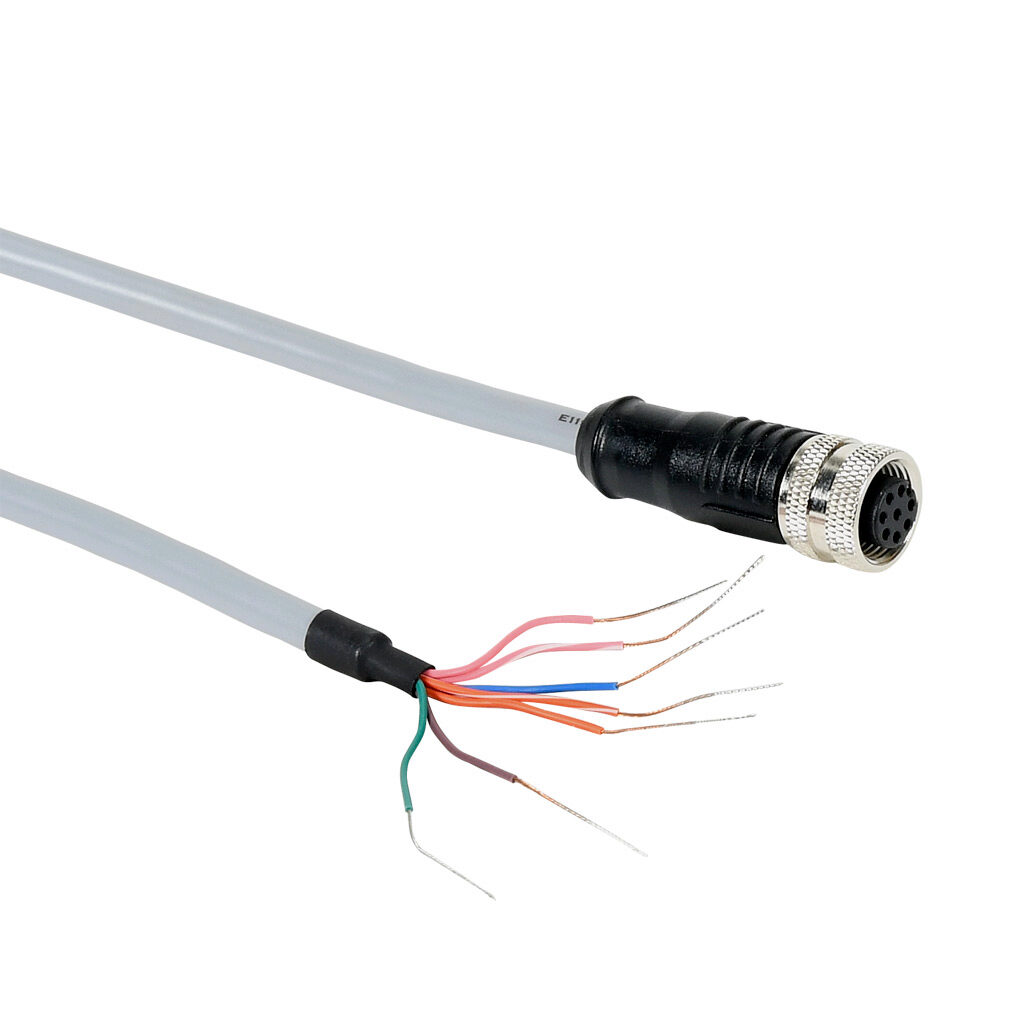 FLG-WE025 - ProSense connection cable, 8-pin M12 quick-disconnect to pigtail, PVC jacket, gray, 8.2ft/2.5m cable length. For use with ProSense light grid senders.