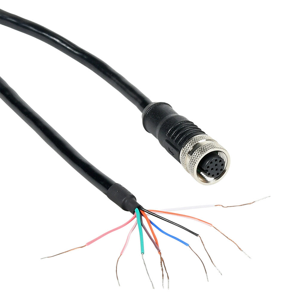 FLG-WR100 - ProSense connection cable, 12-pin M12 quick-disconnect to pigtail, PVC jacket, black, 32.8ft/10m cable length. For use with ProSense light grid receivers.