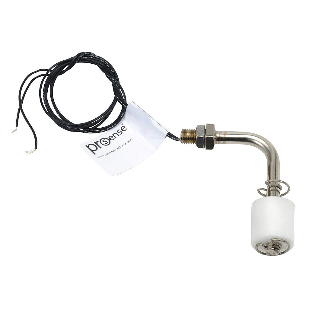 FLS-BM-100 - ProSense float liquid level switch, horizontal side mount, 2.11in insertion length, 1.0in diameter float, polypropylene, 316 stainless steel wetted parts, -40 to 221 deg F, 3/8-24 male UNC with nut process connection, SPST reed switch...