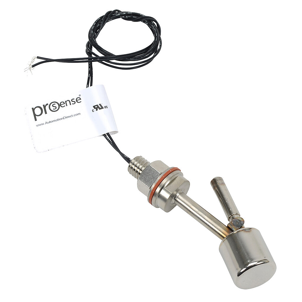 FLS-HL-200 - ProSense float liquid level switch, horizontal side mount, 3.19in insertion length, 1.0in diameter float, 316 stainless steel wetted parts, -40 to 392 deg F, 1/2-13 male UNC with washers and nut process connection, SPST reed switch, N...