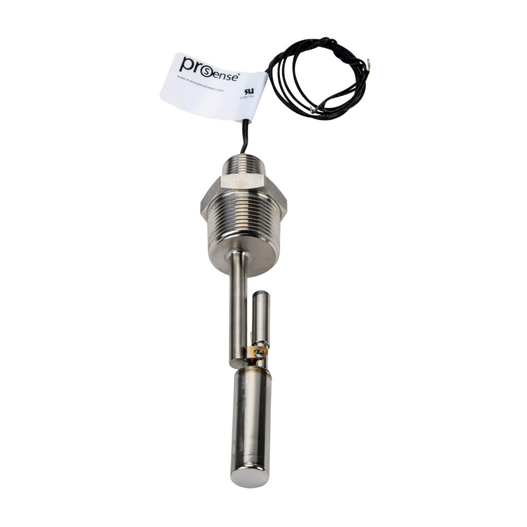 FLS-HM-400 - ProSense float liquid level switch, horizontal side mount, 4.6in insertion length, 0.63in diameter float, 316 stainless steel wetted parts, -40 to 392 deg F, 1in male NPT process connection, SPST reed switch, N.O./N.C. selectable.