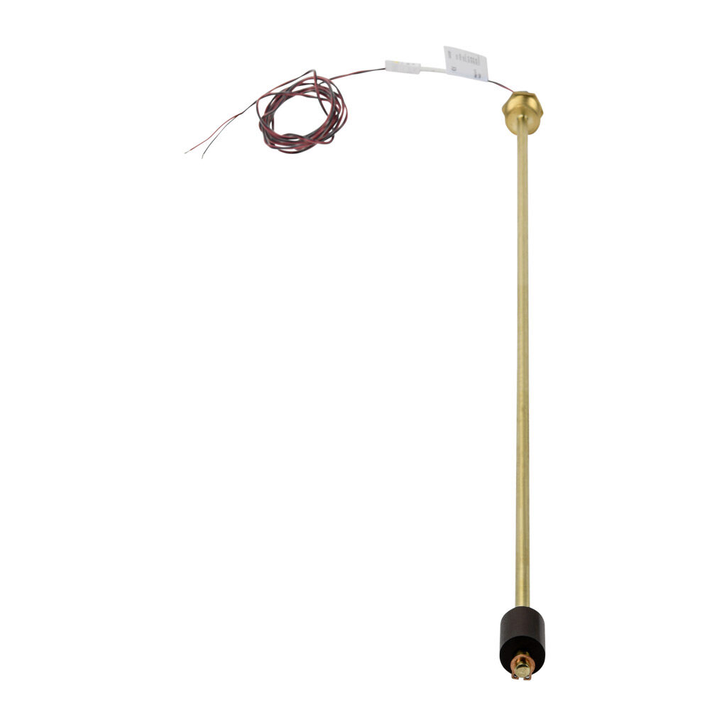 FLS-VD-200 - ProSense float liquid level switch, vertical top mount, 32in insertion length, 0.9in diameter float, Buna-N, brass wetted parts, -40 to 221 deg F, 3/4in male NPT pipe plug process connection, SPST reed switch, N.C.