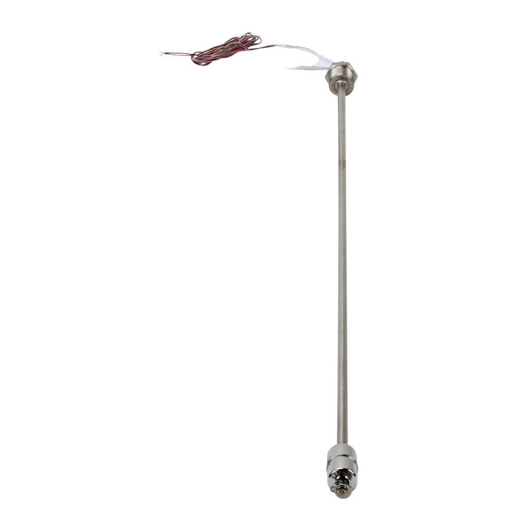 FLS-VD-500 - ProSense float liquid level switch, vertical top mount, 32in insertion length, 0.9in diameter float, 316 stainless steel wetted parts, -40 to 302 deg F, 3/4in male NPT pipe plug process connection, SPST reed switch, N.C.