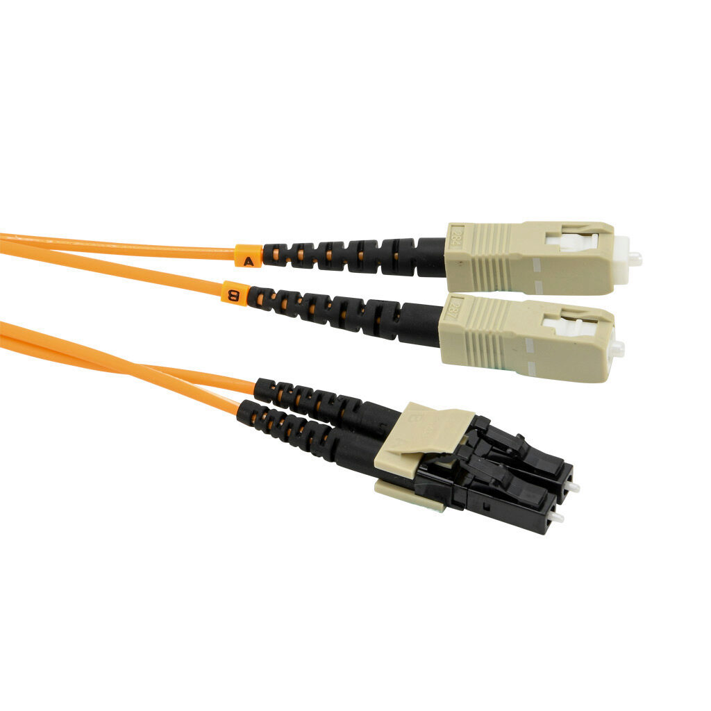 FOM-OM1-SCLC-001 - AchieVe OM1 multi-mode fiber optic Ethernet patch cable, SC duplex to LC duplex, 3.2ft/1m cable length, orange. For use with 10/100/1000 Mbps networks.