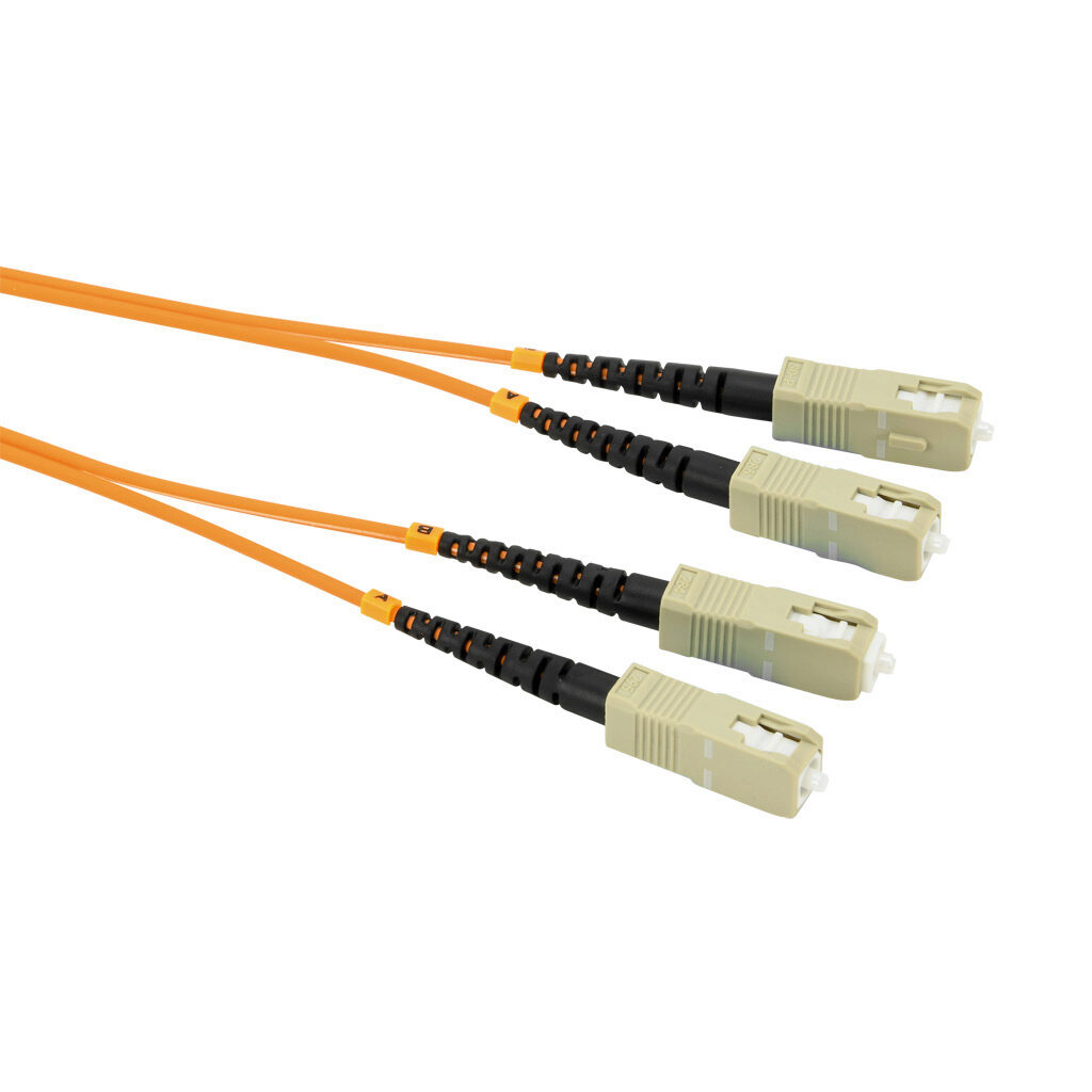 FOM-OM1-SCSC-001 - AchieVe OM1 multi-mode fiber optic Ethernet patch cable, SC duplex to SC duplex, 3.2ft/1m cable length, orange. For use with 10/100/1000 Mbps networks.