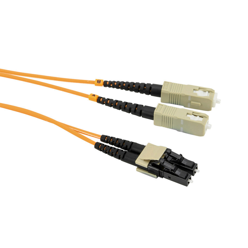 FOM-OM2-SCLC-005 - AchieVe OM2 multi-mode fiber optic Ethernet patch cable, SC duplex to LC duplex, 16.4ft/5m cable length, orange. For use with 1/10 Gbps networks.