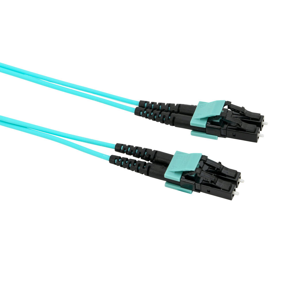 FOM-OM3-LCLC-005 - AchieVe OM3 multi-mode fiber optic Ethernet patch cable, LC duplex to LC duplex, 16.4ft/5m cable length, aqua. For use with 1/10 Gbps networks.
