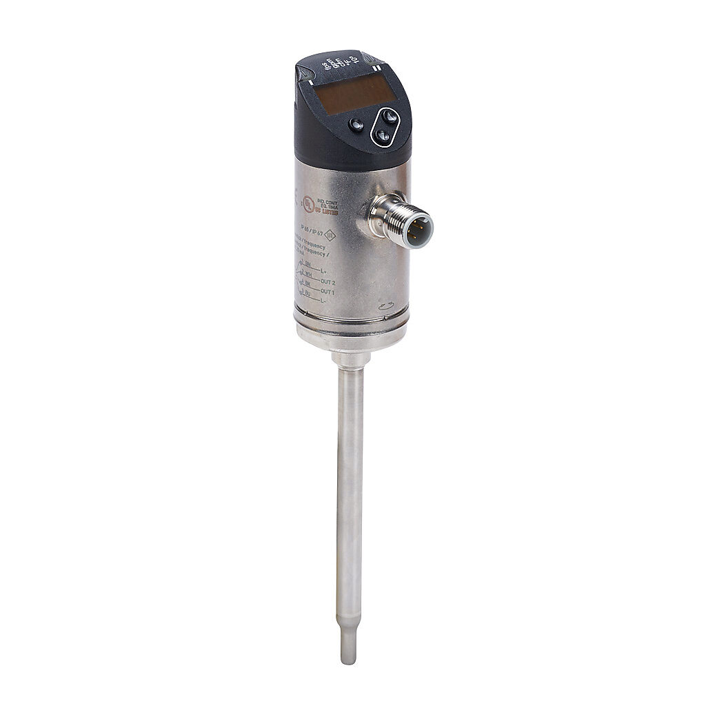 FTS100-1001 - ProSense liquid or air flow sensor, thermal, 100mm probe length, liquid: 0.15 to 9.85 ft/sec, air: 6 to 328 ft/sec, -4 to 212 deg F, Output: switch or frequency, Output 2: switch, frequency or analog, 18-30 VDC operating voltage.