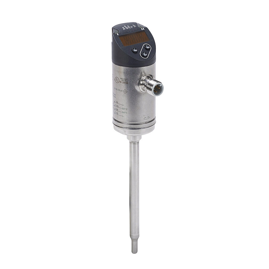 FTS100-1002 - ProSense liquid or air flow sensor, thermal, 100mm probe length, liquid: 0.15 to 9.85 ft/sec, air: 6 to 328 ft/sec, -4 to 212 deg F, Output: analog, Output 2: analog, 18-30 VDC operating voltage.