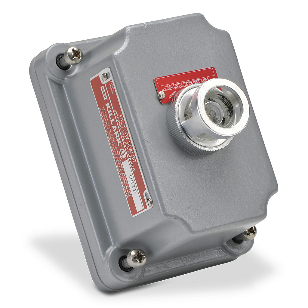FXCS-0B24CLD - Killark control station cover assembly, hazardous location rated, factory sealed, single pilot light, indicating light, clear, 110 VAC/VDC LED, operator only, blank legend plate(s).