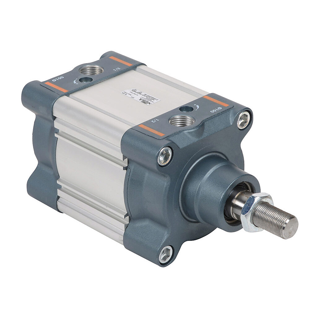G100M025MD-MC - NITRA pneumatic cylinder, ISO 15552, 100mm bore, 25mm rod diameter, 25mm stroke, double acting, magnetic piston, adjustable cushions.
