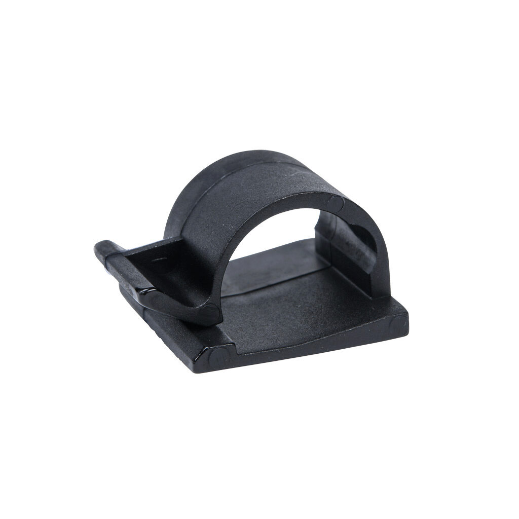 GAN.3MT.403 - SapiSelco cord clip, round, black, 1.02 x 0.71in, nylon, adhesive back mount. Package of 100.