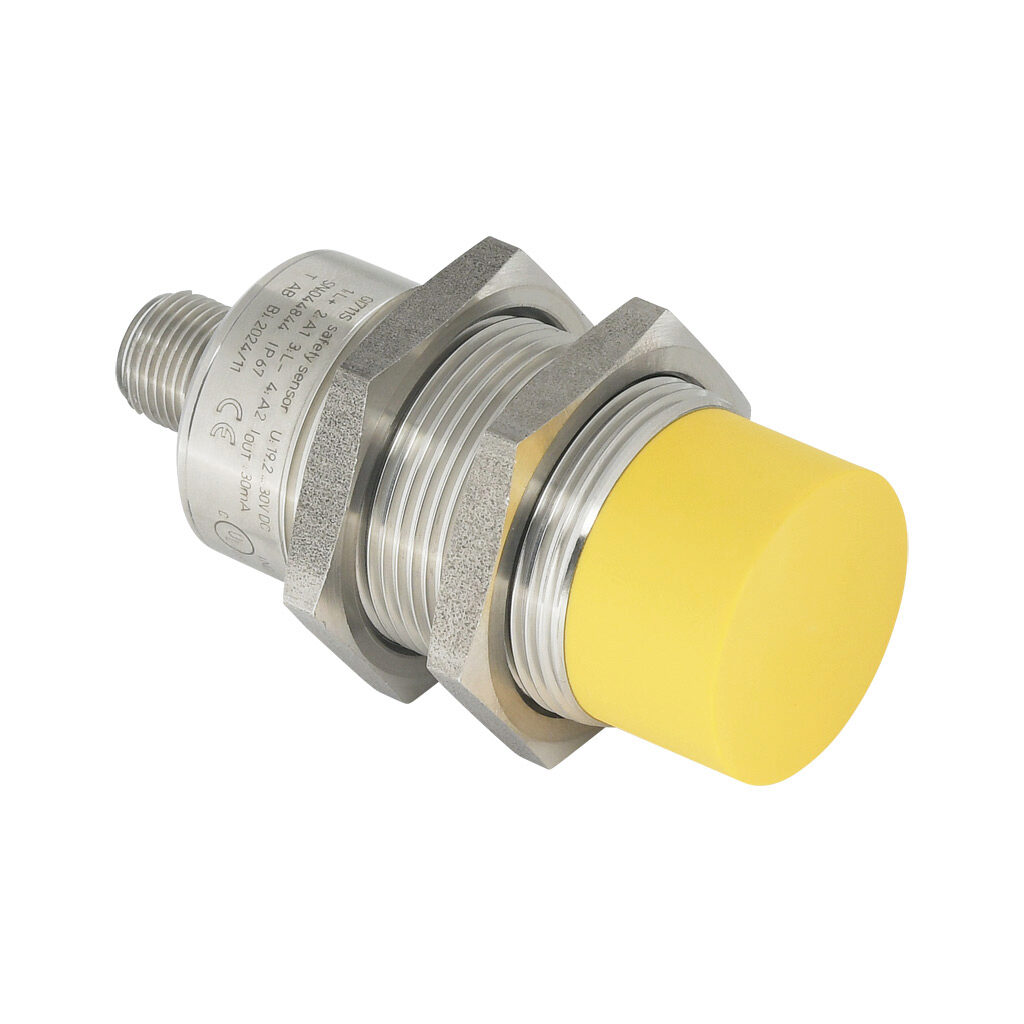 GI711S - ifm efector inductive proximity sensor, tubular, 30mm diameter x 70mm body, stainless steel housing, PNP, (1) pair OSSD, 1-15mm enable zone, non-flush, IP65 IP67, 4-pin M12 quick-disconnect.