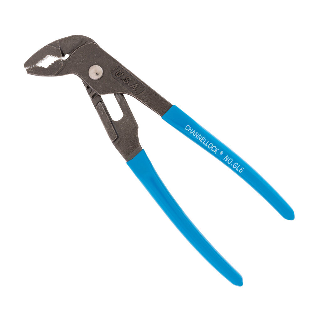 GL6 - CHANNELLOCK GRIPLOCK tongue and groove pliers, 6.5in (165mm) overall length, classic grip vinyl handles.