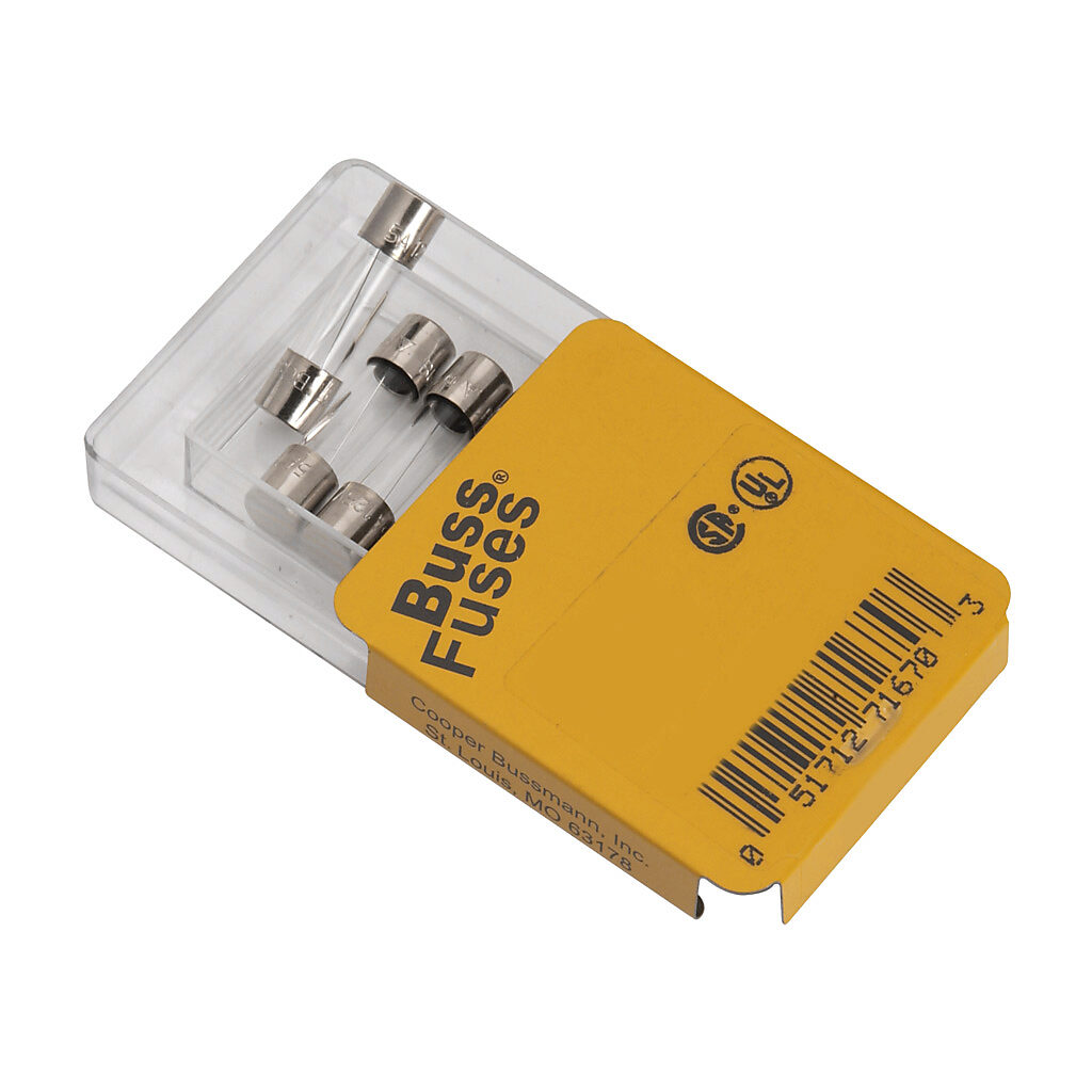 GMA7 - Bussmann fuse, GMA series, small dimension, fast-acting, 7A, 125 VAC, glass tube. Package of 5. Supplemental, electronic protection applications. Manufacturer part number: GMA-7A-R.
