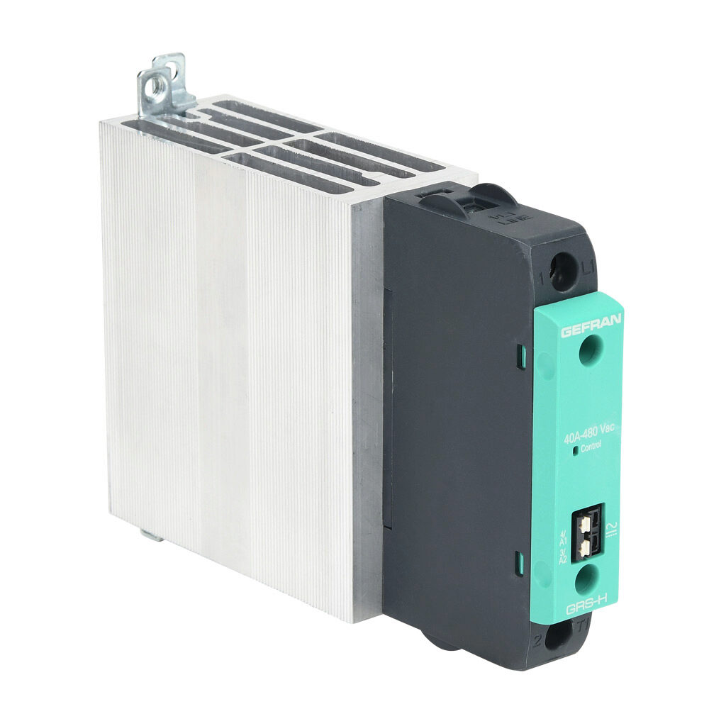 GRSH-40-48-A-0-0 - Gefran solid state relay, 35mm DIN rail mount, 20-260 VAC input voltage, SPST, (1) N.O. SCR, 40A contact rating, 24-480 VAC load voltage, push-in spring, overvoltage protection.