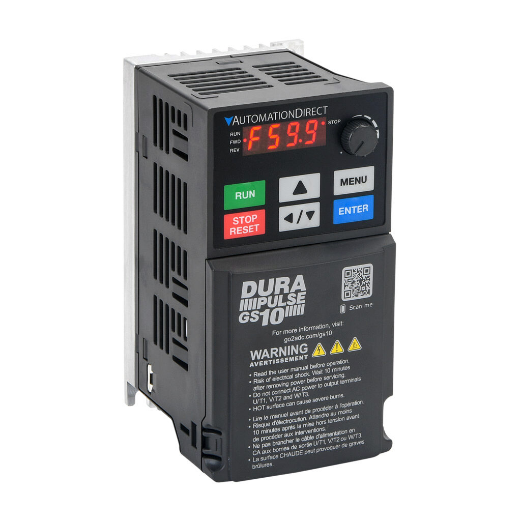 GS11N-10P2 - DURApulse GS10 series AC micro drive, enclosed, 120 VAC, 1/4hp with 1-phase input, SVC or V/Hz mode, A1 frame, RS-485, integrated dynamic braking.
