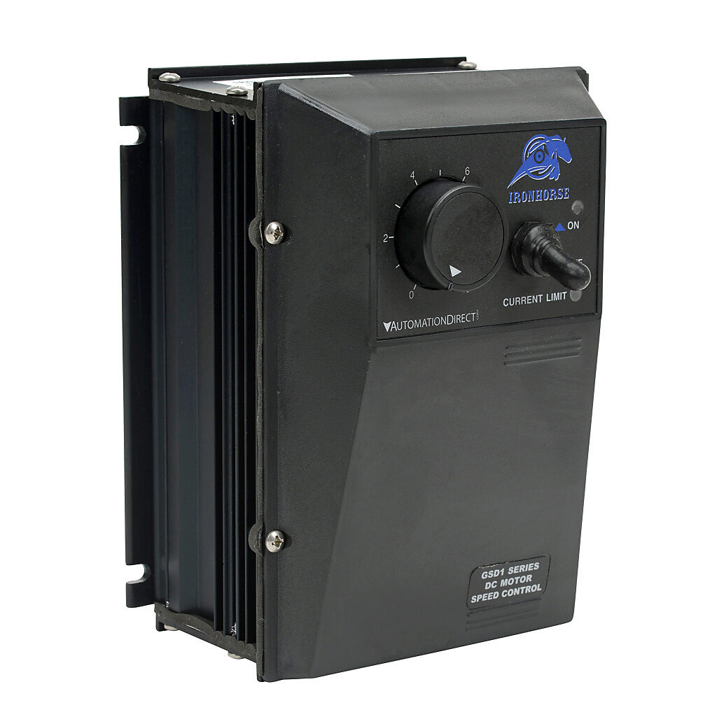 GSD1-48-10N4X - IronHorse GSD1 series DC full-featured drive, 12-48 VDC, 1-phase, 1/50 to 1/8hp at 12 VDC and 1/12 to 1/2hp at 48 VDC, 10A, NEMA 4X, wall mount, field-install reverse, potentiometer input, PWM output.