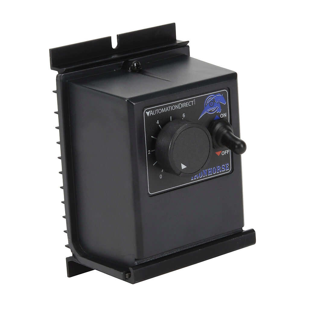 GSD3-240-3N4 - IronHorse GSD3 series DC general purpose drive, 120/240 VAC, 1-phase, 1/50 to 1/3hp at 90 VDC and 1/25 to 2/3hp at 180 VDC, 3A, NEMA 4, panel mount, field-install reverse, potentiometer input, SCR output.
