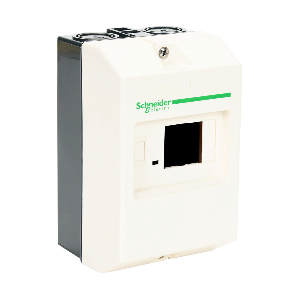 GV2MC01 - Schneider Electric Easy TeSys series enclosure without manual motor protector, 5.12 x 3.66 x 3.31in, polycarbonate, IP41. For use with Schneider Electric GP2E01 to GP2E32 manual motor protectors.