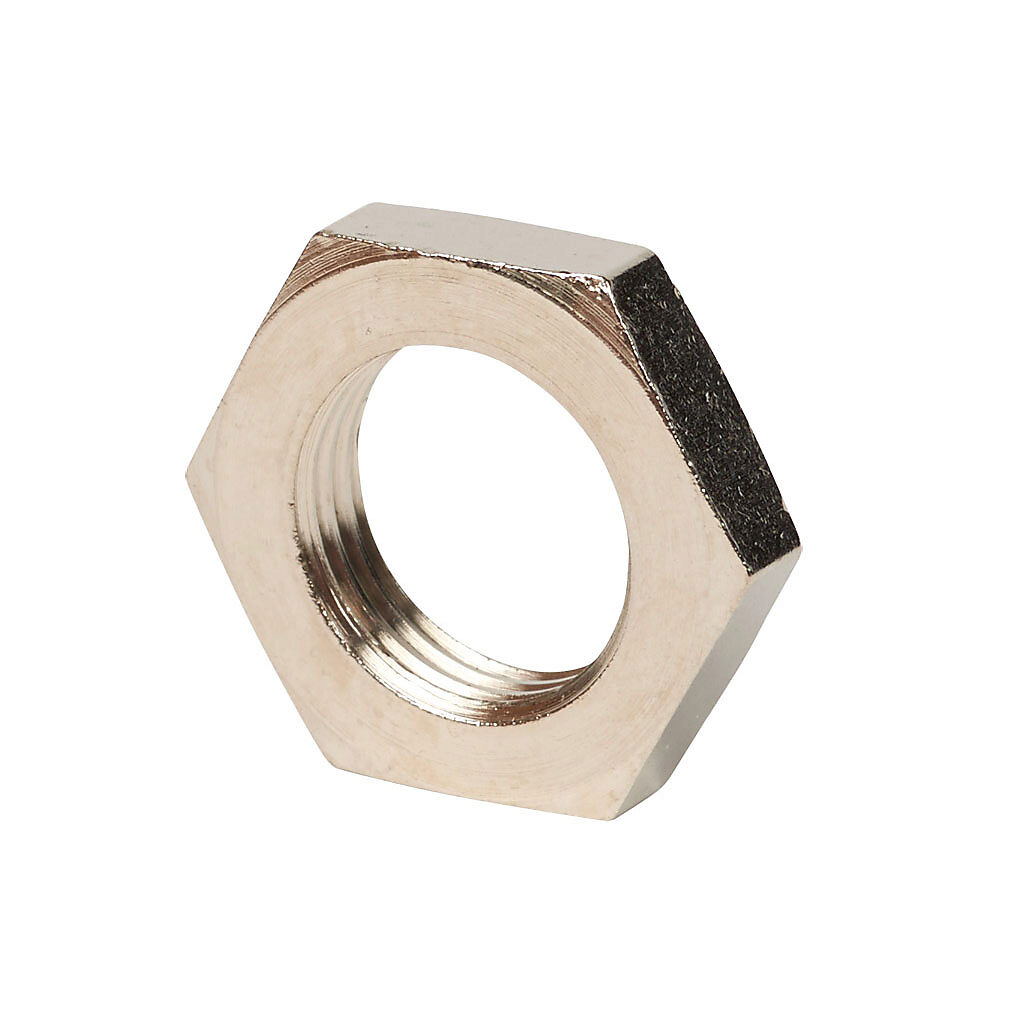 GXM31D2474 - Micro Detectors hex nut, nickel-plated brass, M12 x 1. Package of 6. For use with 12mm sensors.