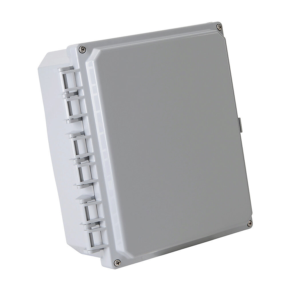 H10084HF-6P-P10 - Integra Premium series enclosure, NEMA 1/2/3/3R/3S/4/4X/6/6P/12/13, 10 x 8 x 4in (HxWxD), wall mount, polycarbonate, light gray, gloss finish, hinged screw cover.