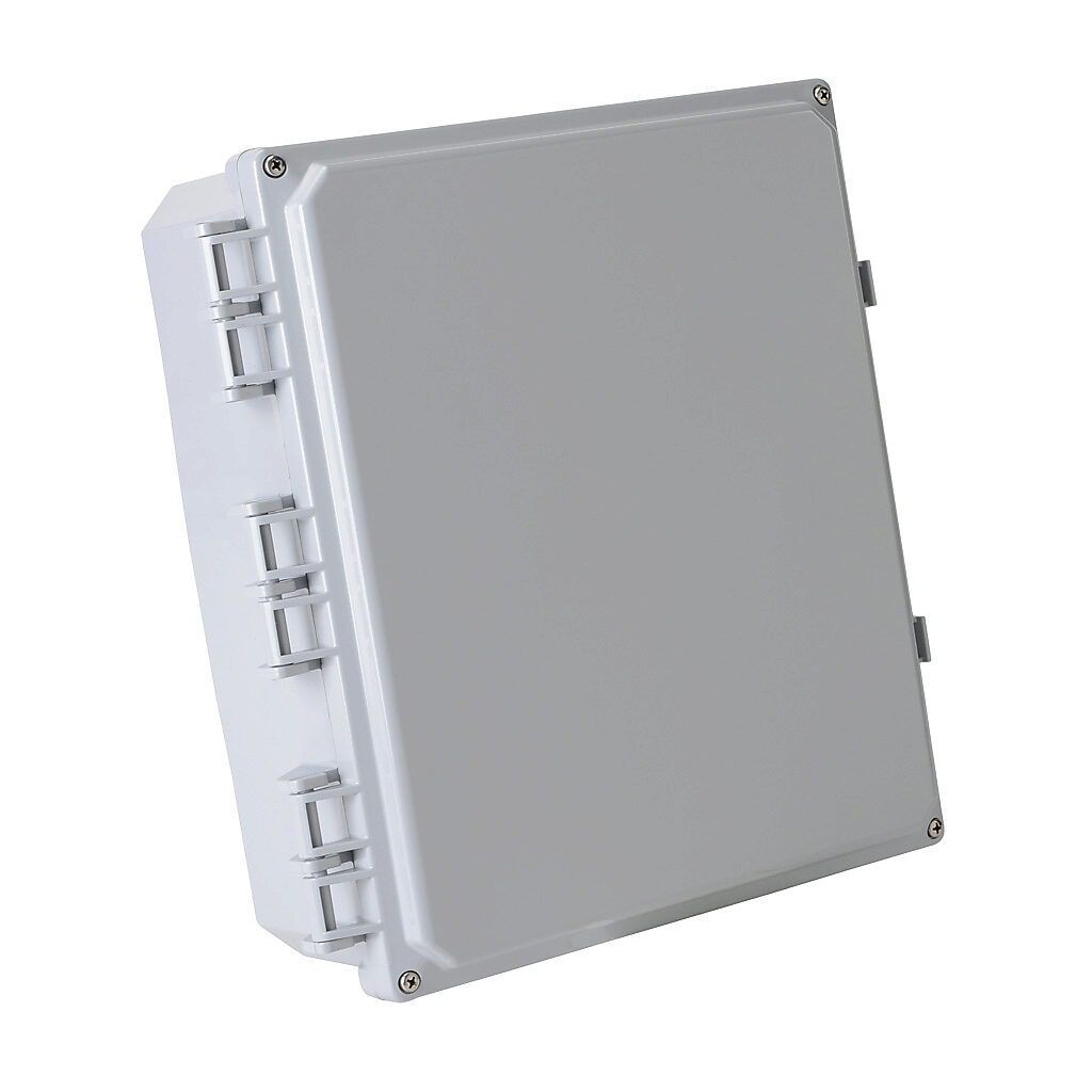 H12104HF-6P-P10 - Integra Premium series enclosure, NEMA 1/2/3/3R/3S/4/4X/6/6P/12/13, 12 x 10 x 4in (HxWxD), wall mount, polycarbonate, light gray, gloss finish, hinged screw cover.