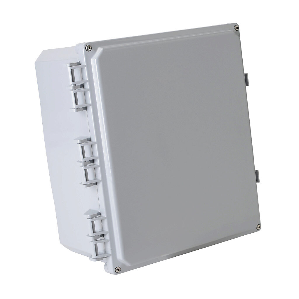 H12106HF-6P-P10 - Integra Premium series enclosure, NEMA 1/2/3/3R/3S/4/4X/6/6P/12/13, 12 x 10 x 6in (HxWxD), wall mount, polycarbonate, light gray, gloss finish, hinged screw cover.