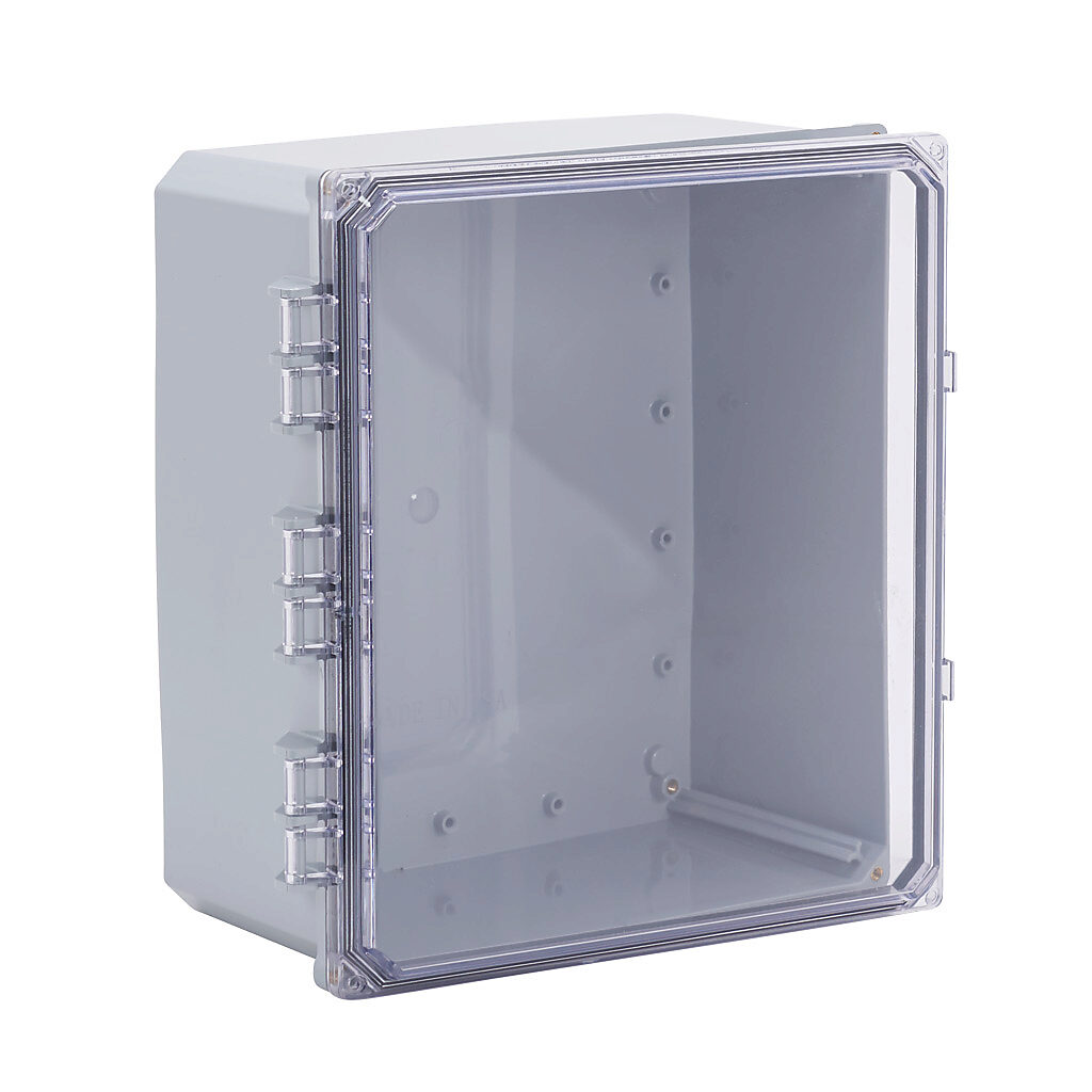 H141206HCF-6P-P10 - Integra Premium series enclosure, NEMA 1/2/3/3R/3S/4/4X/5/6/6P/12/13, 14 x 12 x 6in (HxWxD), wall mount, polycarbonate, gray, gloss finish, clear polycarbonate hinged screw cover.