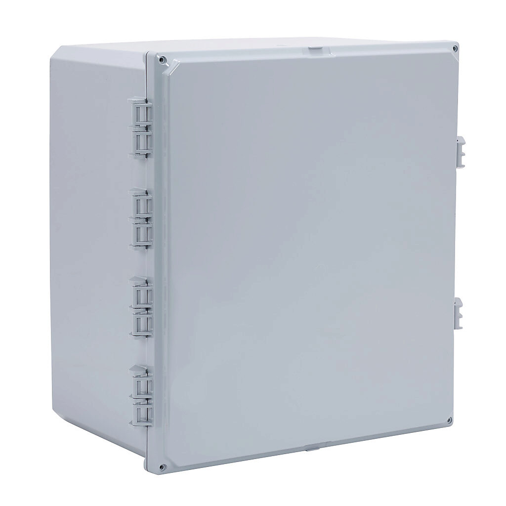 H181610HFNL-P10 - Integra Premium series enclosure, NEMA 1/2/3/3R/3S/4/4X/5/12/13, 18 x 16 x 10in (HxWxD), wall mount, polycarbonate, gray, gloss finish, single-door, glass-filled nylon quick-release latch, padlock hasp and staple.