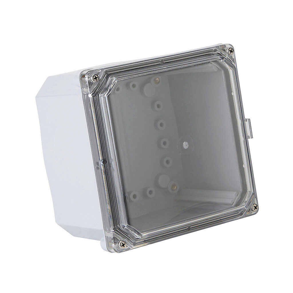 H6064SCF-P10 - Integra Premium series enclosure, NEMA 1/2/3/3R/3S/4/4X/6/6P/12/13, 6 x 6 x 4in (HxWxD), wall mount, polycarbonate, light gray, gloss finish, clear polycarbonate screw cover.