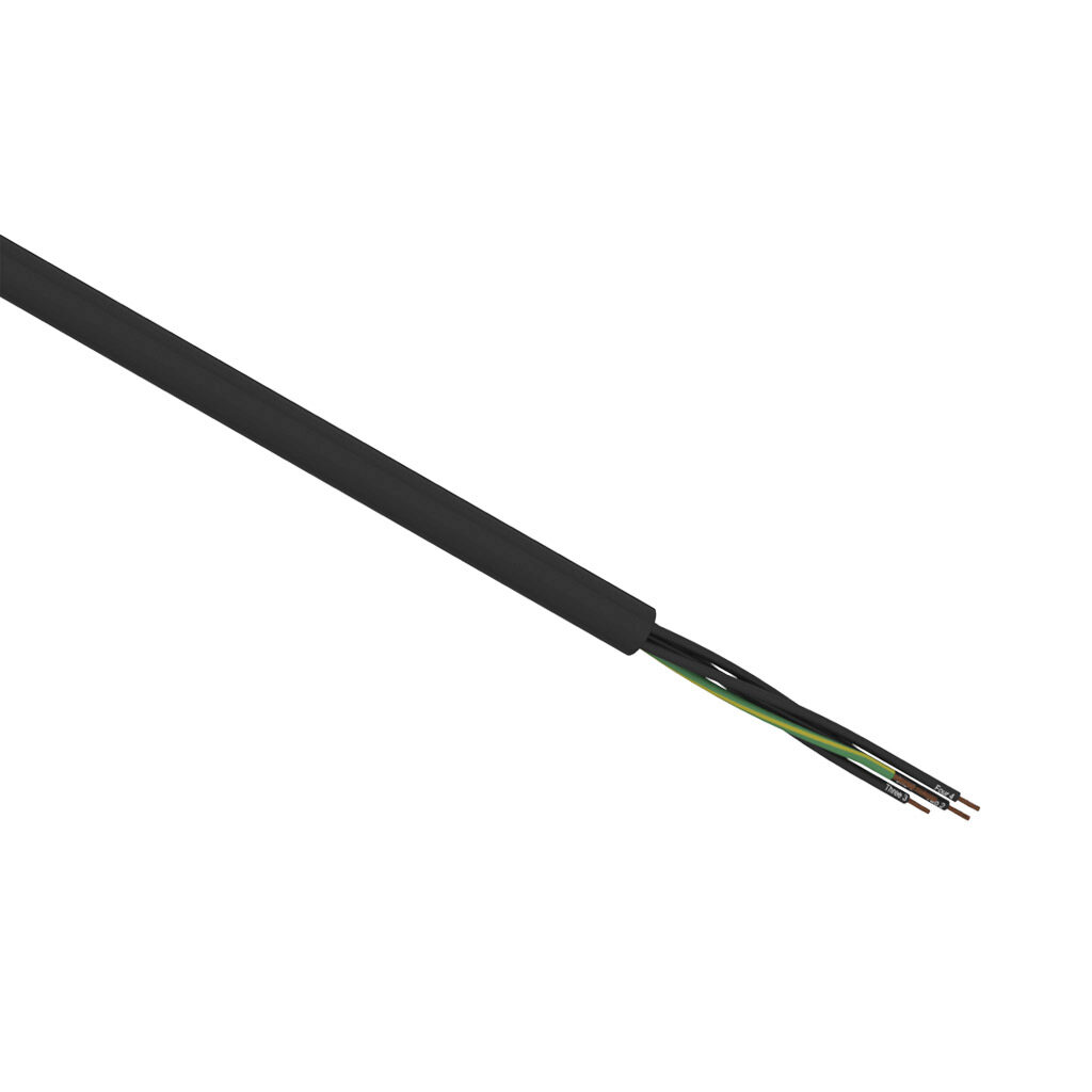 H62961-1 - Helukabel TrayControl 600 flexible control cable, unshielded, 5 conductors (includes ground), 12 AWG, bare copper, PVC/Nylon conductor insulation material, black with white numbers and green/yellow ground, PVC jacket, black, cut to length.