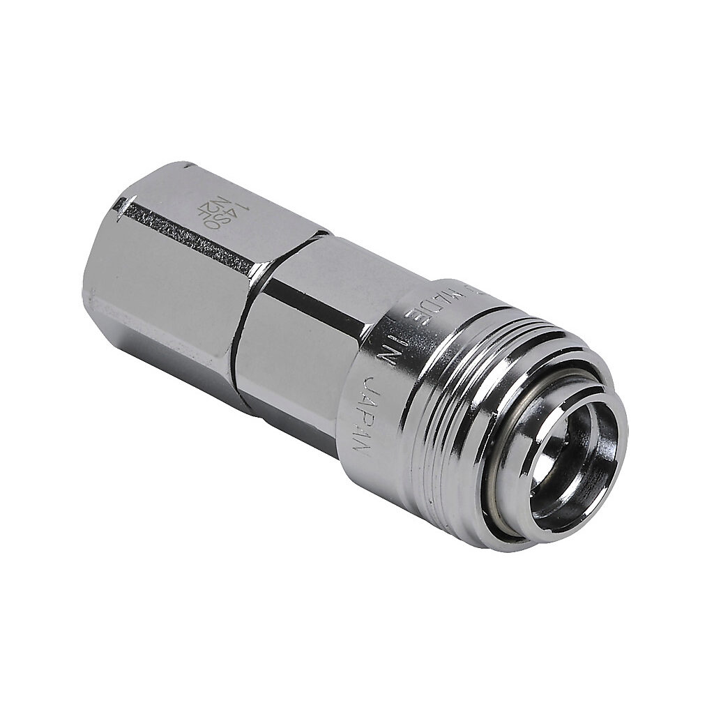 HC14-14F-B - NITRA pneumatic quick disconnect fitting, automatic coupling, chrome-plated steel body, (1) 1/4in female NPT to (1) 1/4in industrial interchange.